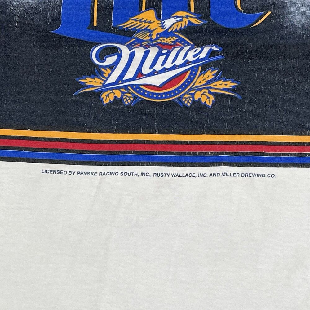 Vintage 90s Rusty Wallace Forever Champion Miller Lite Racing T-Shirt Size XL - Picture 12 of 13